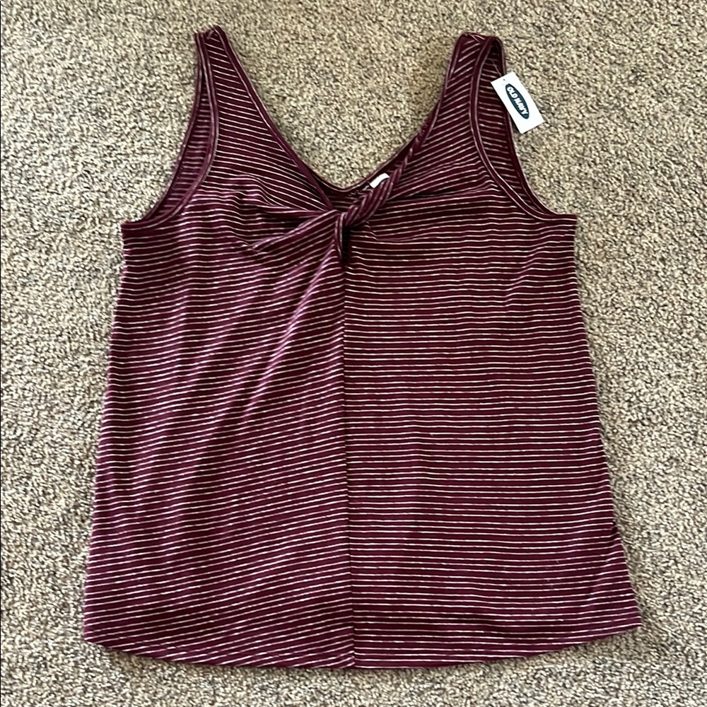 NEW Old Navy Burgundy Striped Tie Front Tank Top